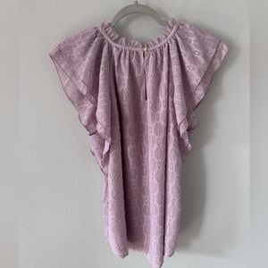 Loft High Neck Blouse with Flutter Sleeves in EUC